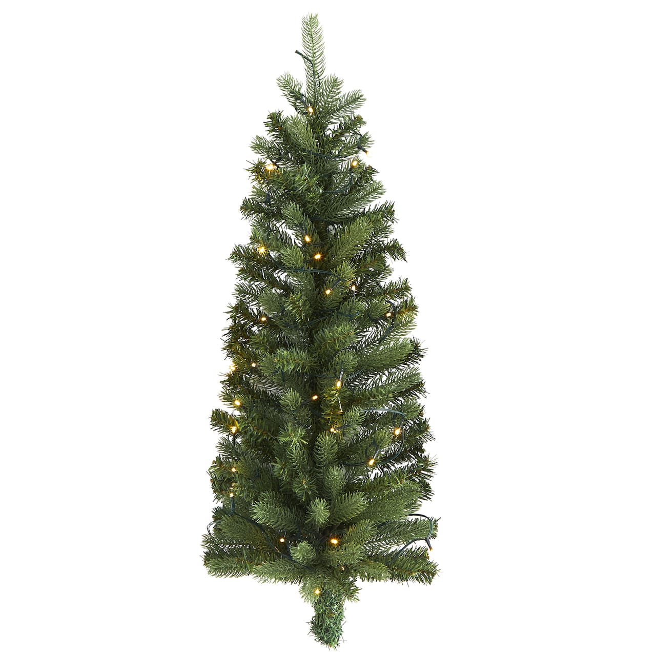 3ft. Pre-Lit Flat Back Wall Hanging Artificial Christmas Tree, Clear LED Lights